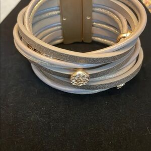 Elegant Gold and Silver tone Women's leatherette Bracelet